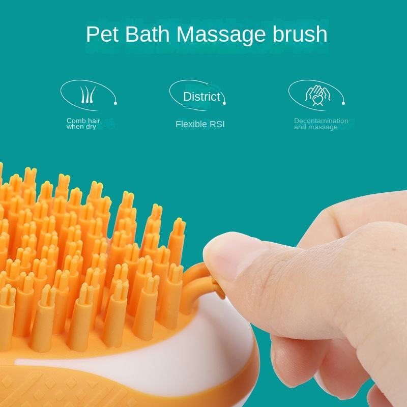 2-in-1 Pet Bath & Grooming Brush - Soft Silicone Dog and Cat Massage Comb