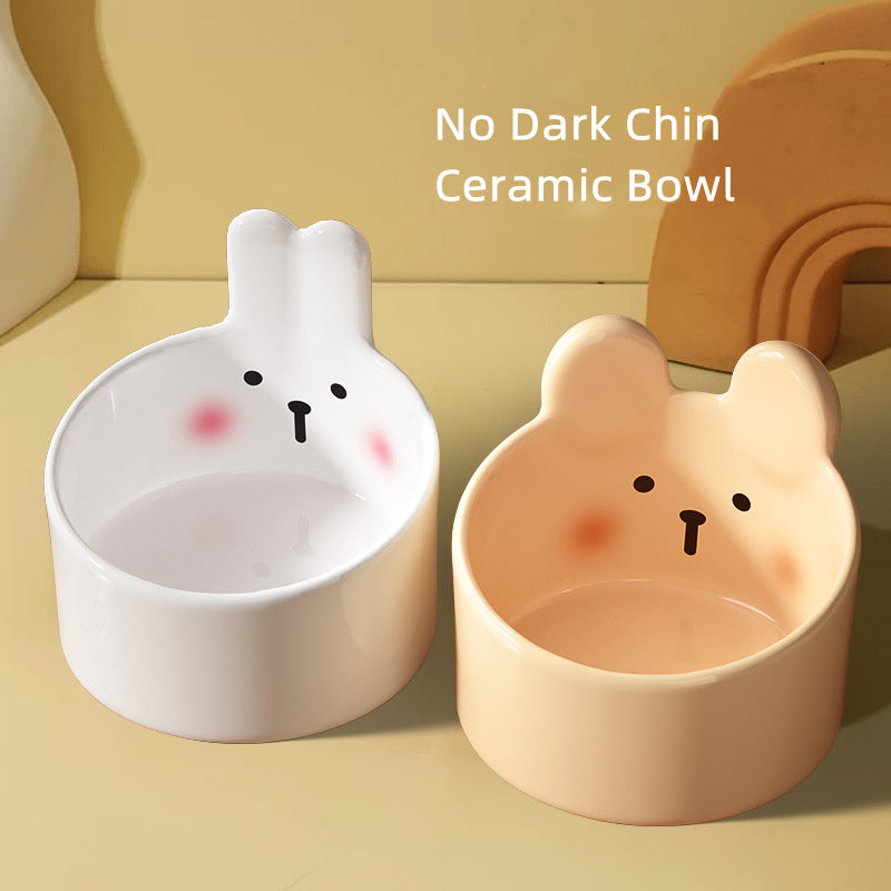 Ceramic Pet Food Bowl - Neck Protection Design for Cats & Dogs