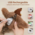Interactive Chirping Bird Cat Toy – USB Rechargeable, Touch-Activated, Flapping Wings & Cat Teaser Attachment