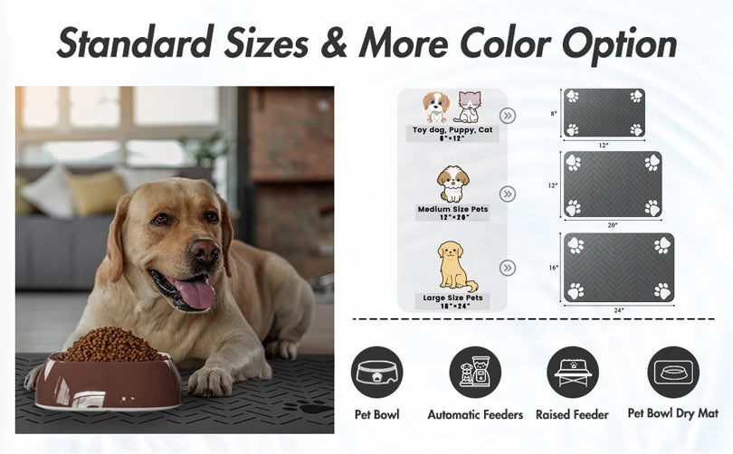 Absorbent Pet Feeding Mat - Waterproof & Non-Slip Pet Placemat