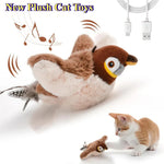 Interactive Chirping Bird Cat Toy – USB Rechargeable, Touch-Activated, Flapping Wings & Cat Teaser Attachment