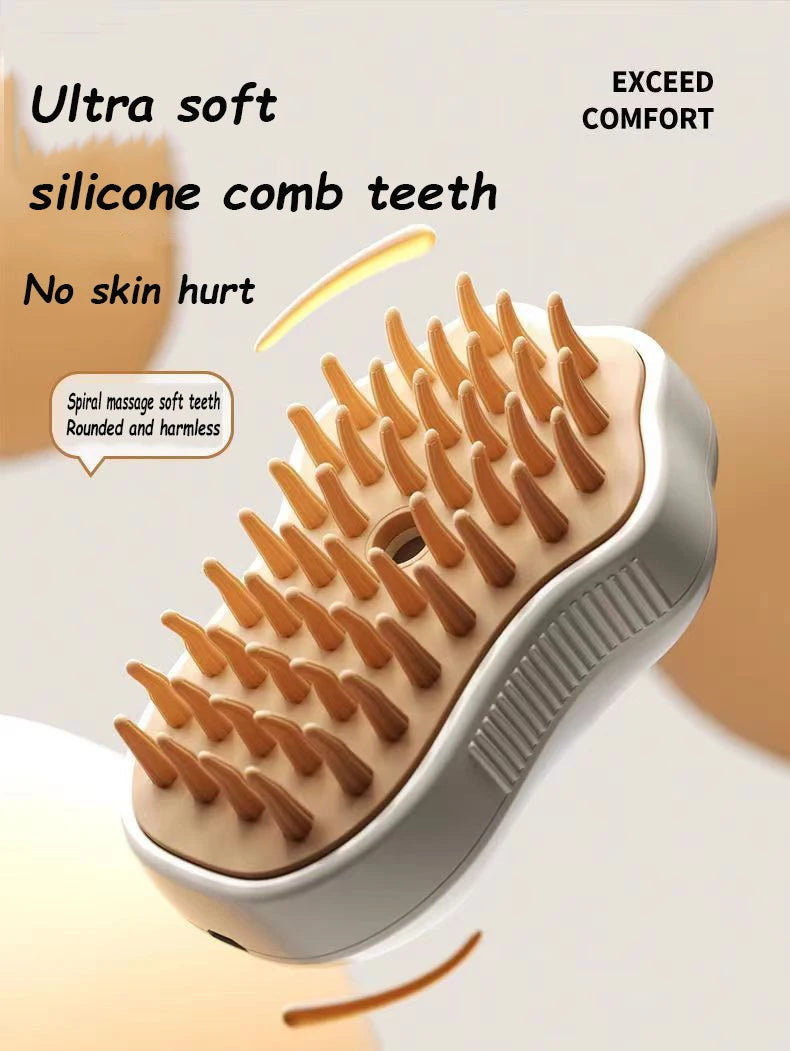 Pet Steamy Brush Pro - 3-in-1 Grooming, Massage & Steam Cleaning Tool