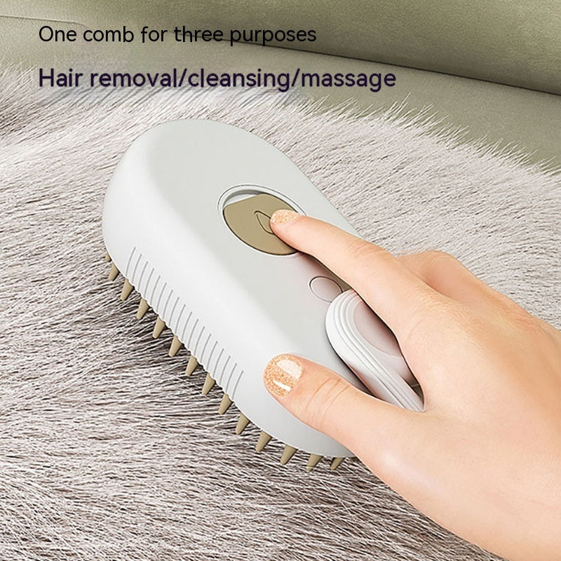 USB Rechargeable Steam Cat Grooming Brush – Anti-Static & Detangling