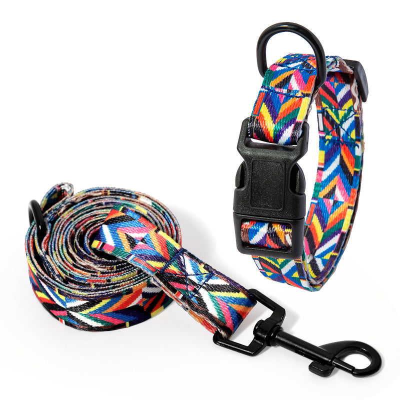 Stylish Dog Collar with Matching Leash - Adjustable Neck Collar for Pets