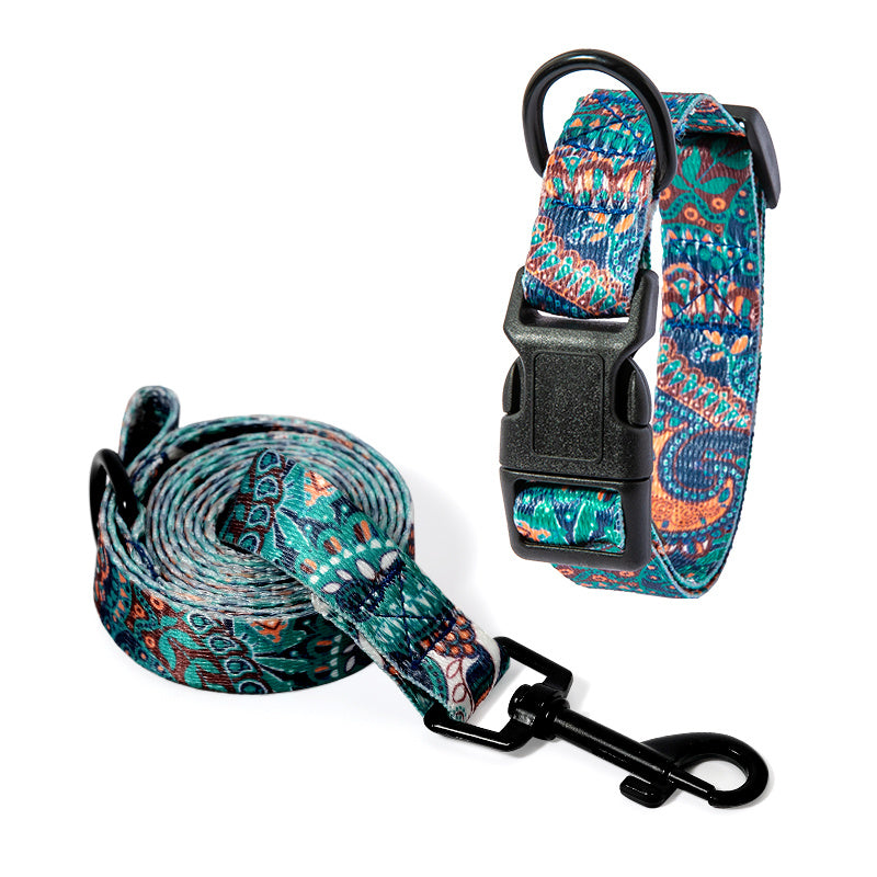 Stylish Dog Collar with Matching Leash - Adjustable Neck Collar for Pets