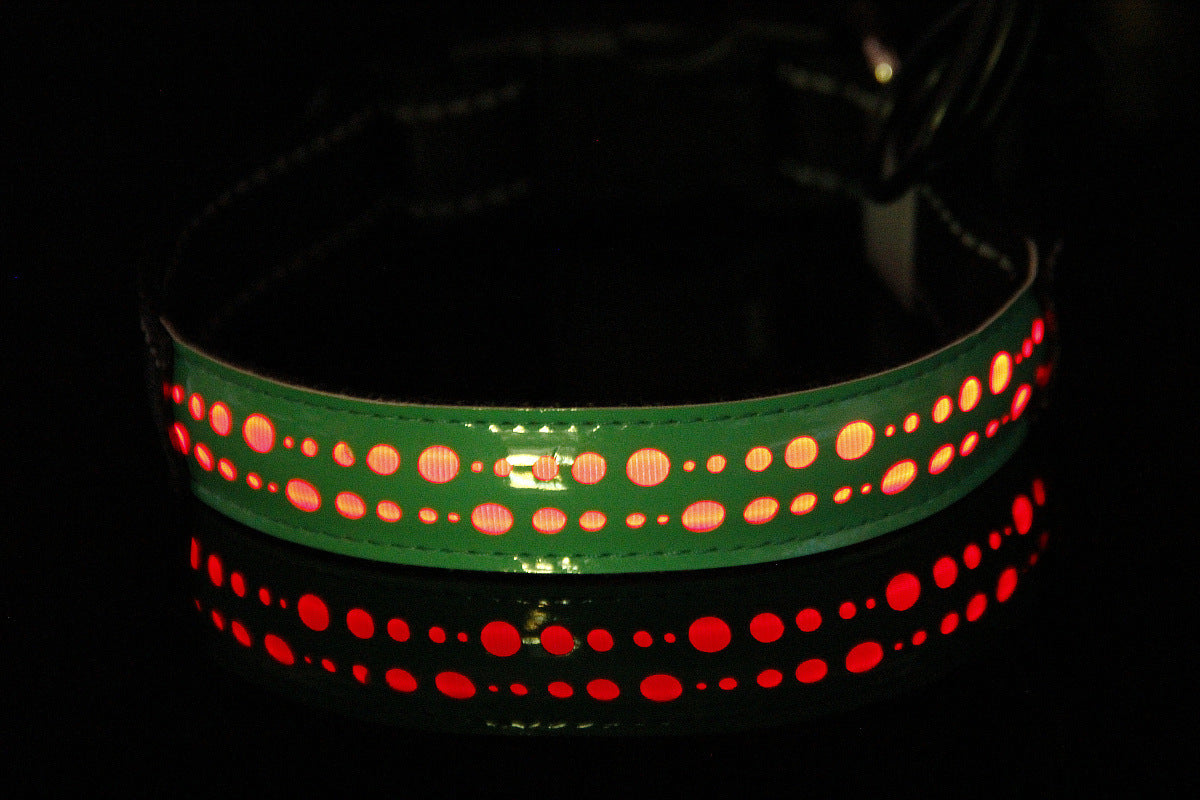LED Luminous Engraved Leather Dog Collar - Rechargeable Pet Collar
