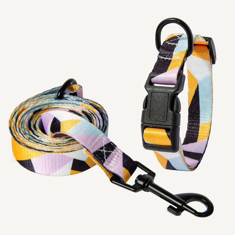 Stylish Dog Collar with Matching Leash - Adjustable Neck Collar for Pets