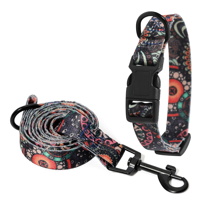 Stylish Dog Collar with Matching Leash - Adjustable Neck Collar for Pets