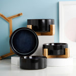 Ceramic Tilted Cat Bowl Feeder with Elevated Base