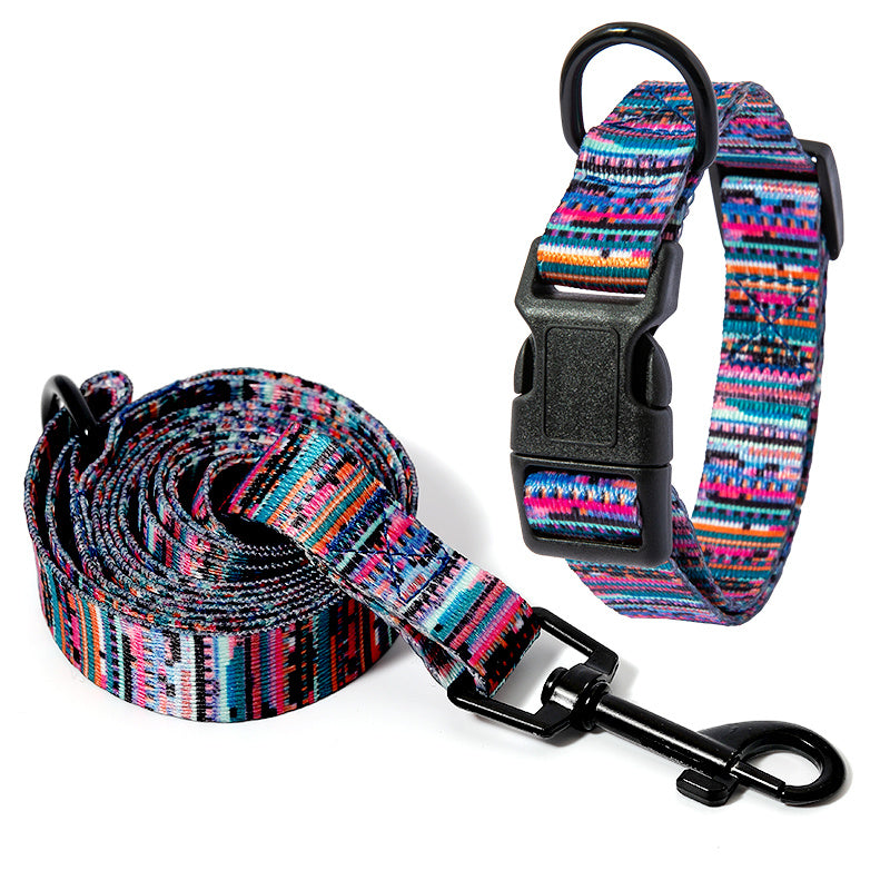Stylish Dog Collar with Matching Leash - Adjustable Neck Collar for Pets