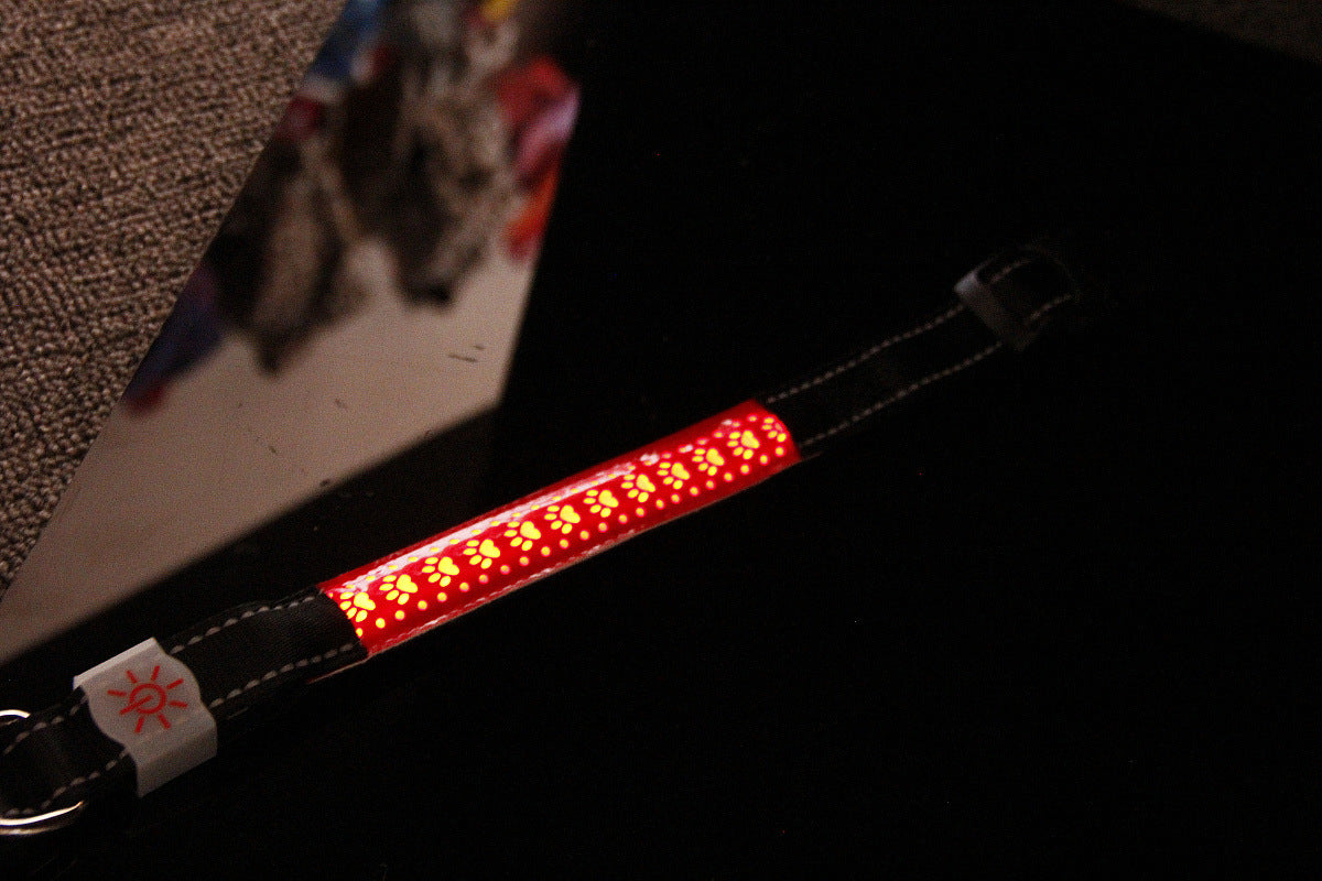 LED Luminous Engraved Leather Dog Collar - Rechargeable Pet Collar